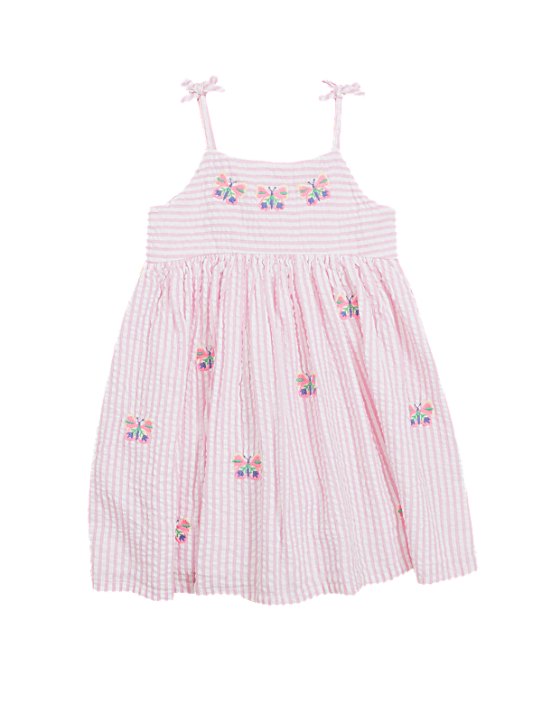 Pure Cotton Striped Butterfly Dress (2-7 Yrs)