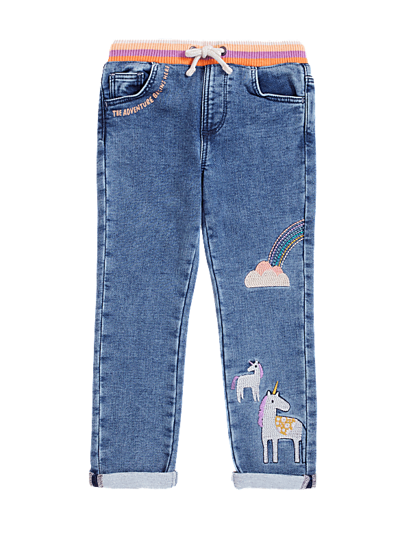 Regular Denim Unicorn Embroidered Jeans (2-7 Yrs)