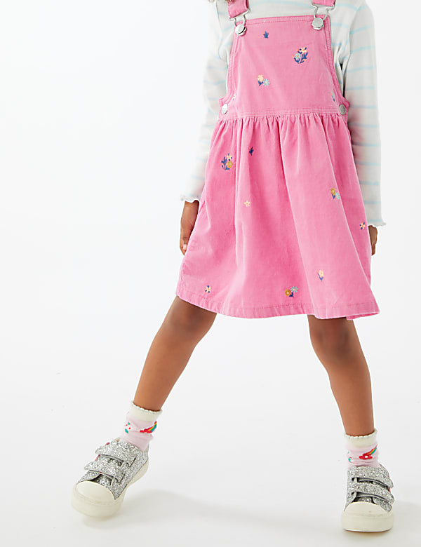 2pc Pure Cotton Floral Pinafore Outfit
