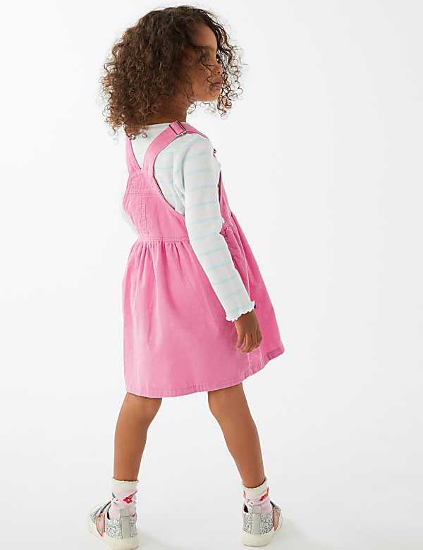 2pc Pure Cotton Floral Pinafore Outfit