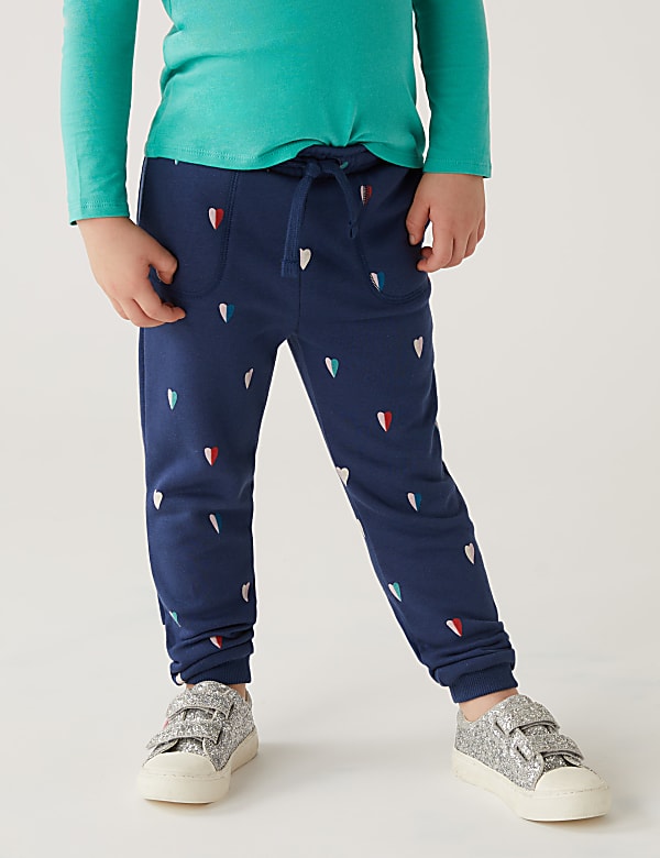 Cotton Rich Heart Print Joggers