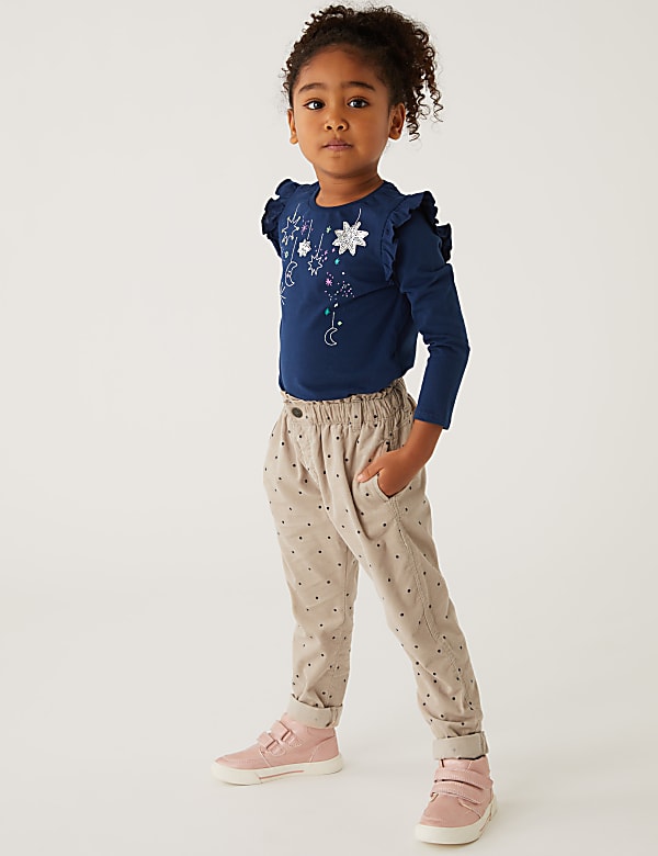 Pure Cotton Spotted Trousers