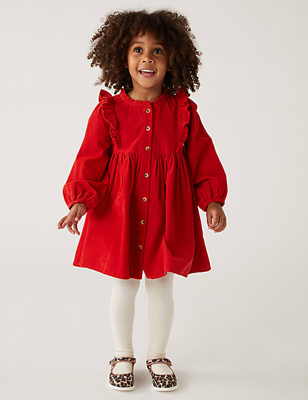 2pc Cotton Rich Cord Dress and Tights (2-7 Yrs)