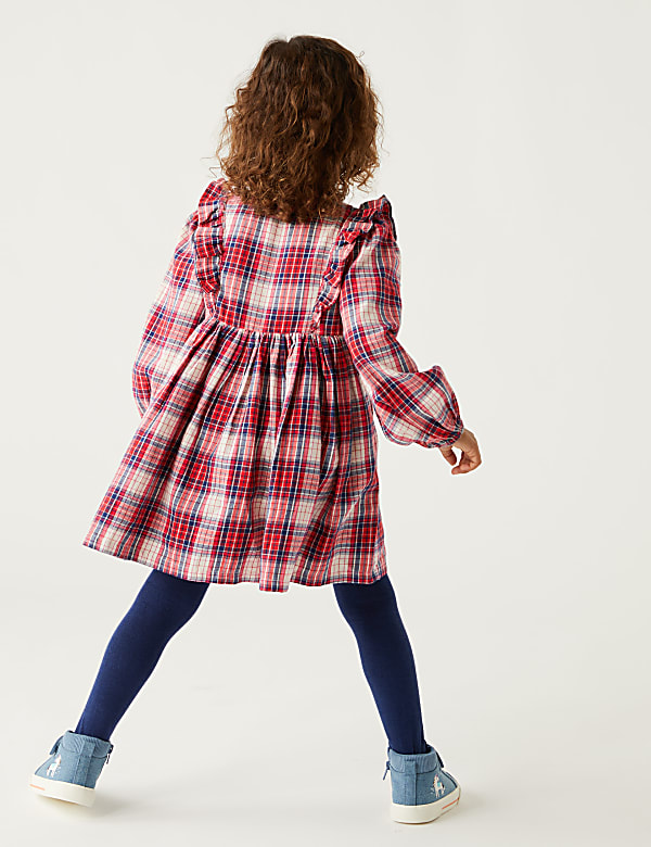 Cotton Rich Check Dress with Tights