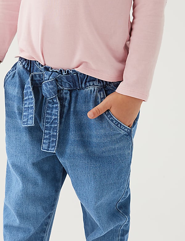 Regular Pure Cotton Tie Waist Jeans