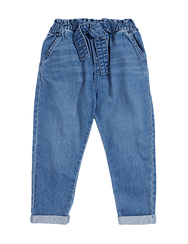 Regular Pure Cotton Tie Waist Jeans