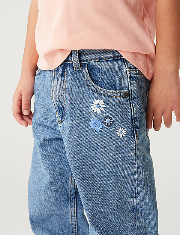 Mom Denim Floral Jeans