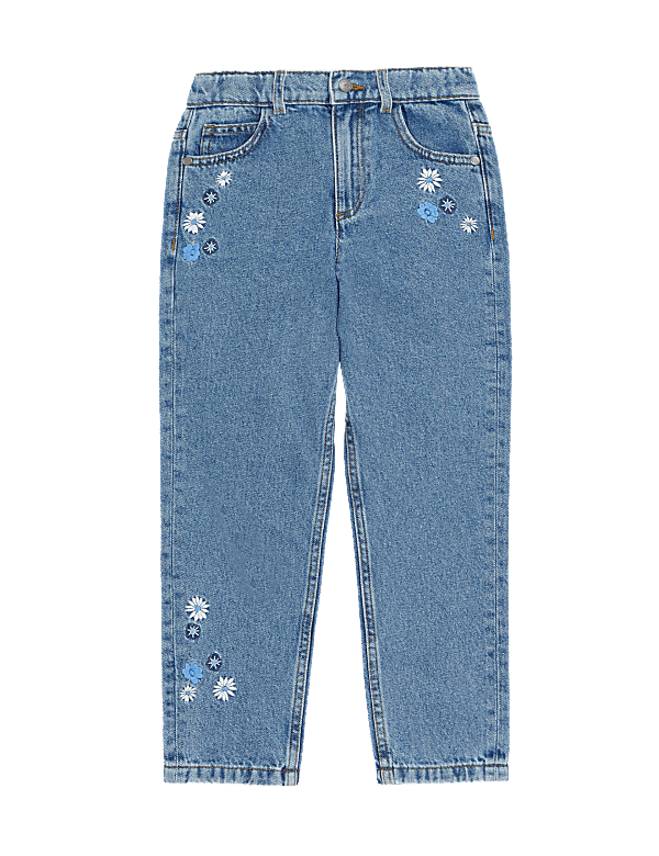 Mom Denim Floral Jeans