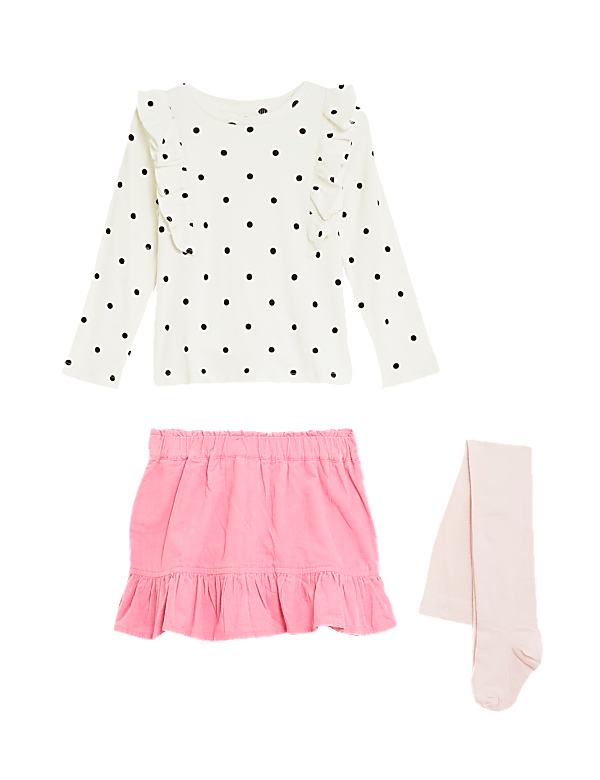 3pc Cotton Rich Spotted Top & Bottom Outfit