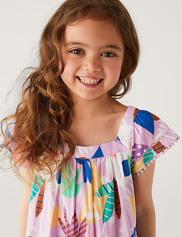 2pc Pure Cotton Printed Dress & Scrunchie (2-8 Yrs)