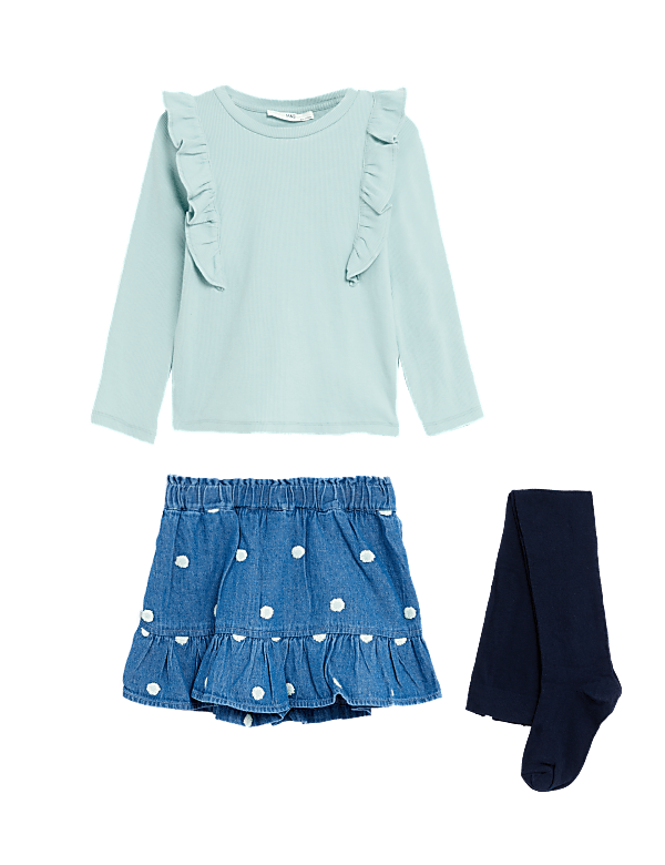 3pc Cotton Rich Spotted Top & Bottom Outfit