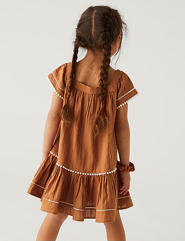 2pc Pure Cotton Dress and Scrunchie Outfit (2-8 Yrs)