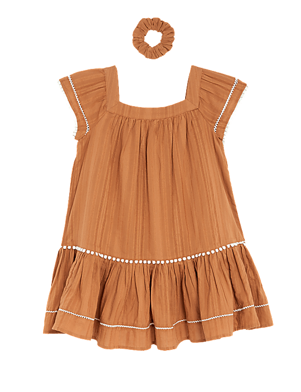 2pc Pure Cotton Dress and Scrunchie Outfit (2-8 Yrs)