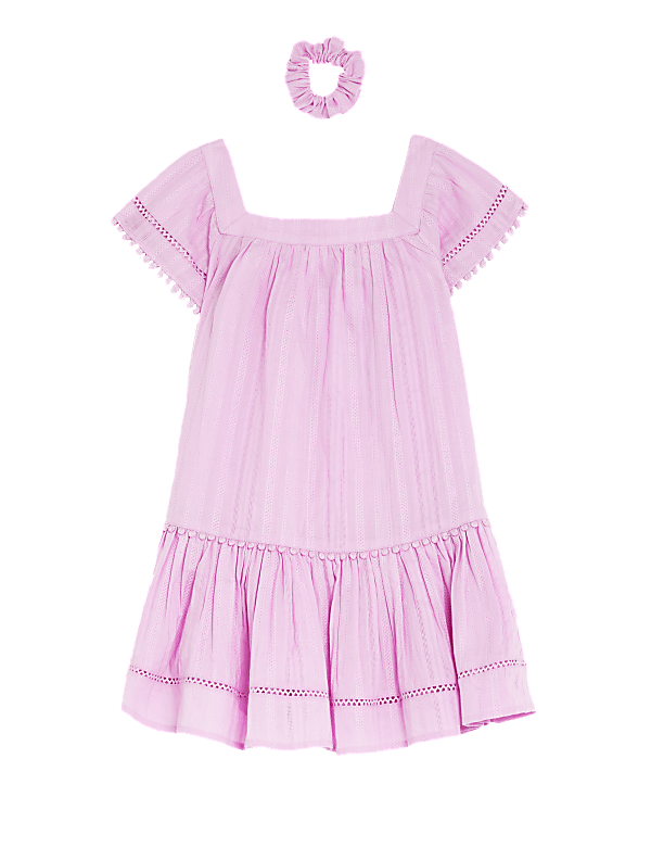 2pc Pure Cotton Dress and Scrunchie Outfit (2-8 Yrs)