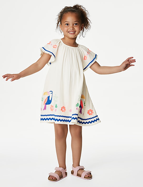 Pure Cotton Toucan Dress (2-8 Yrs)