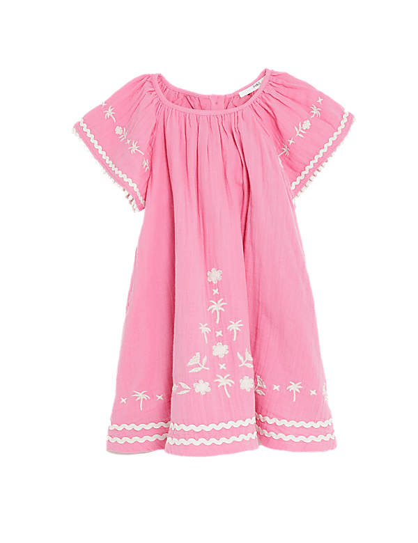 Pure Cotton Embroidered Dress (2-8 Yrs)