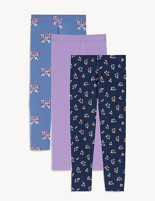 3pk Cotton Rich Printed Leggings