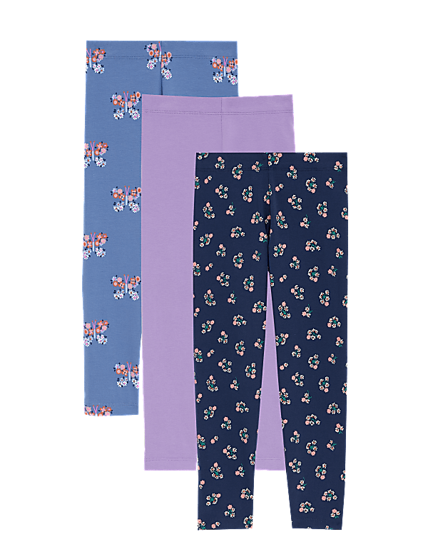 3pk Cotton Rich Printed Leggings