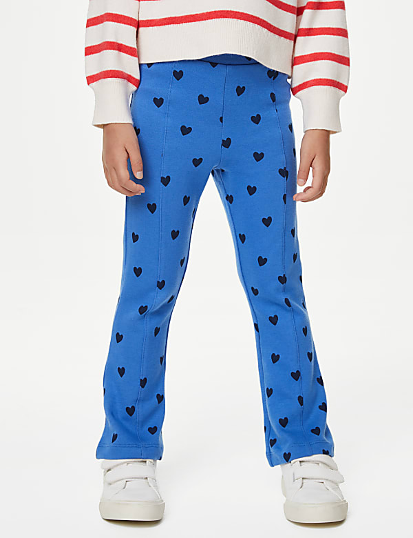 Cotton Rich Heart Print Flared Leggings (2-8 Yrs)