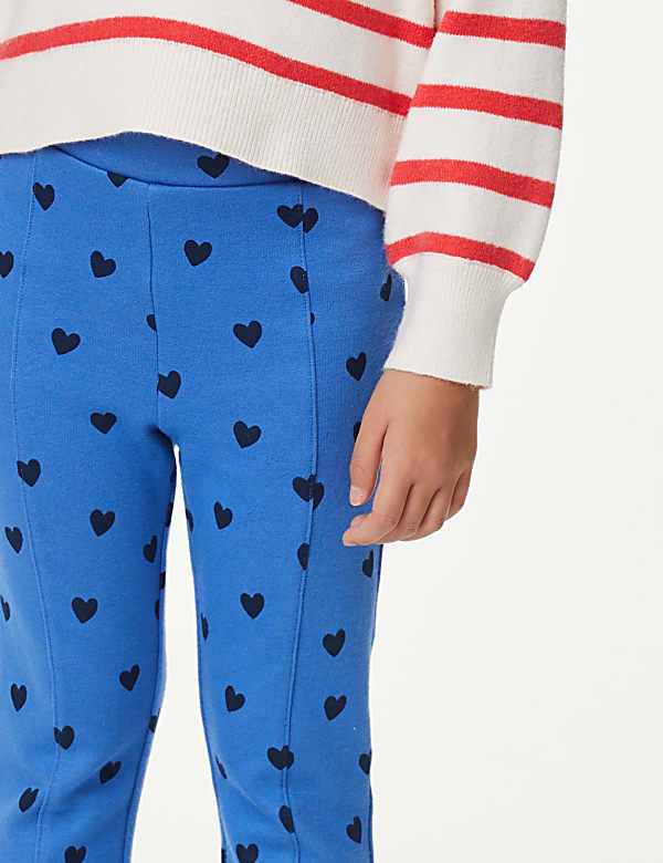 Cotton Rich Heart Print Flared Leggings (2-8 Yrs)