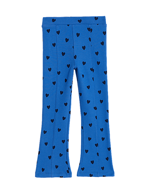Cotton Rich Heart Print Flared Leggings (2-8 Yrs)