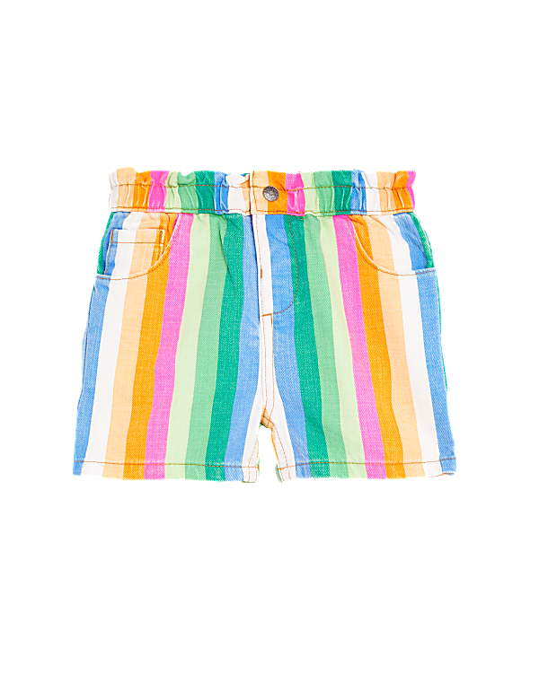 Denim Rainbow Striped Shorts