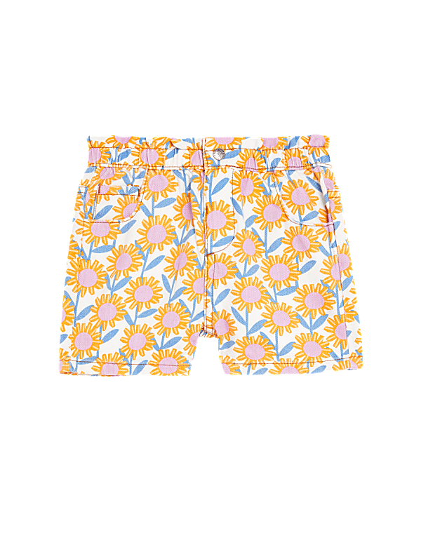 Denim Floral Shorts