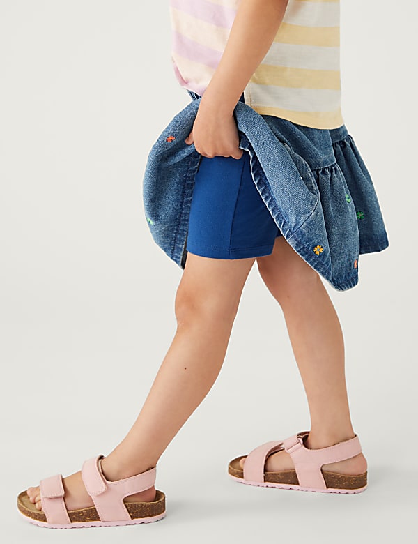 Denim Floral Embroidered Skort