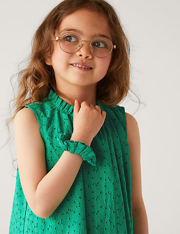 Pure Cotton Dress with Scrunchie (2-8 Yrs)