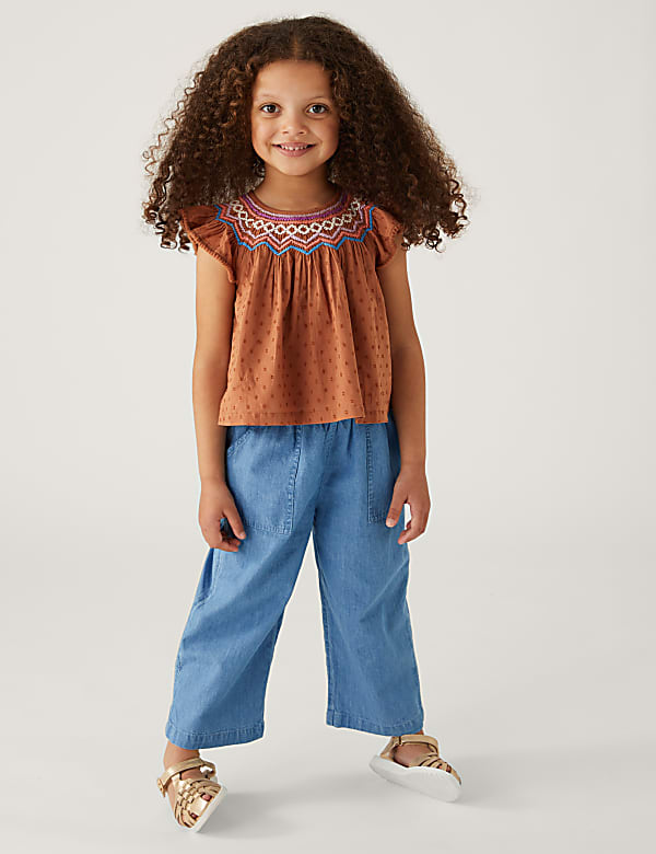 Wide Leg Pure Cotton Trousers