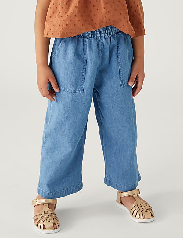 Wide Leg Pure Cotton Trousers