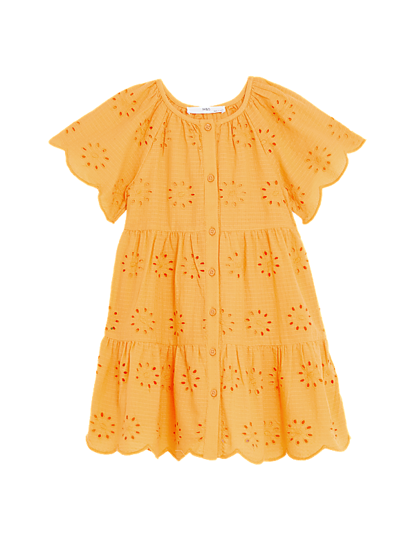 Pure Cotton Broderie Dress (2-8 Yrs)