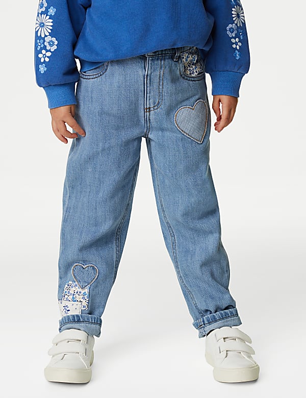 Mom Denim Patchwork Jeans (2-8 Yrs)