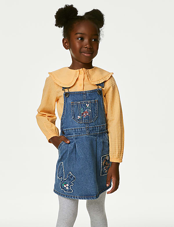 2pc Pure Cotton Squirrel Pinafore Outfit (2-8 Yrs)