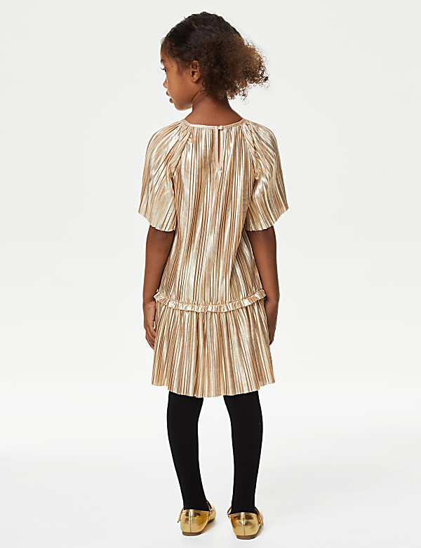 Plisse Metallic Dress (2-8 Yrs)