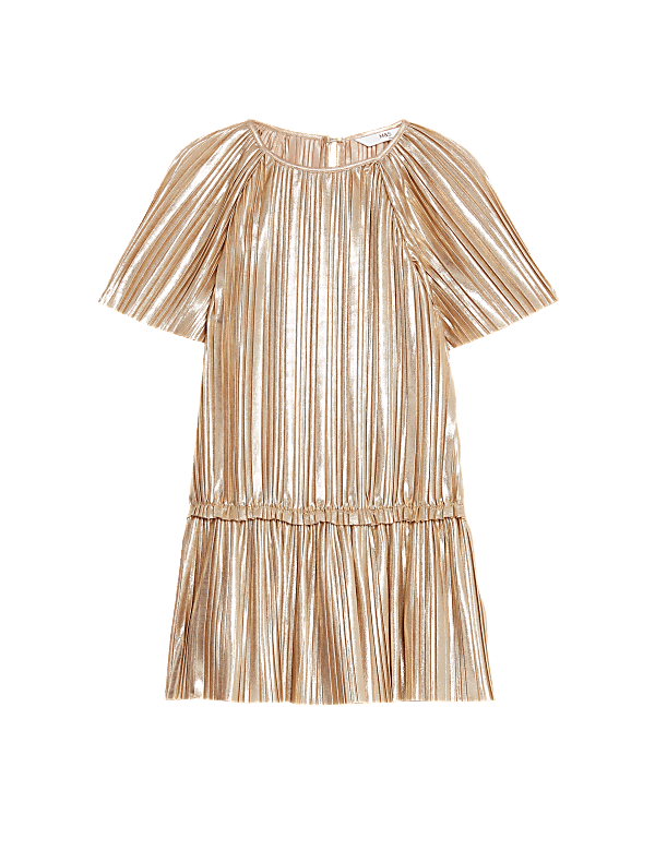 Plisse Metallic Dress (2-8 Yrs)