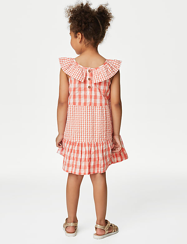 Pure Cotton Gingham Checked Dress (2-8 Yrs)