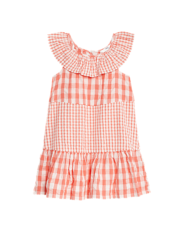 Pure Cotton Gingham Checked Dress (2-8 Yrs)