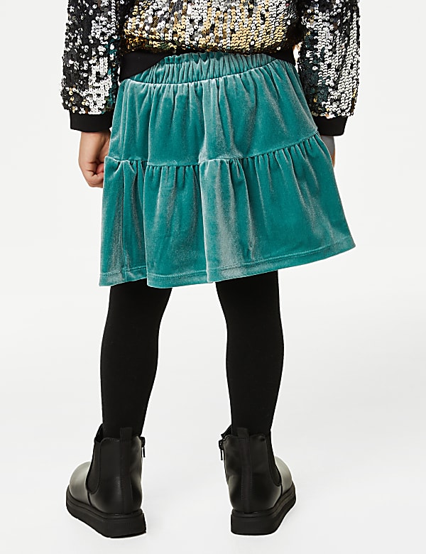 Velvet Sequin Embellished Skirt (2-8 Yrs) - GR