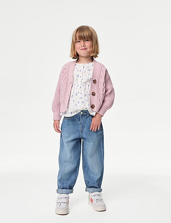 Denim Mom Fit Elasticated Waist Jeans (2-8 Years) - US