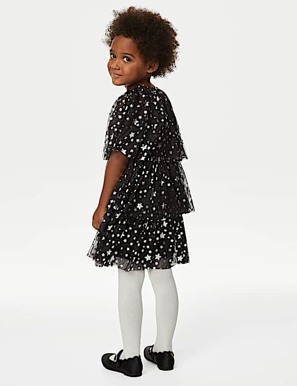 Tulle Star Print Tiered Party Dress (2-8 Yrs) - SK