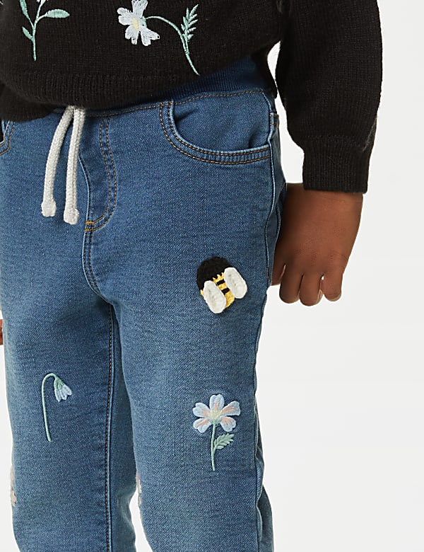 Regular Embroidered Elasticated Waist Jeans (2-8 Yrs) - NO