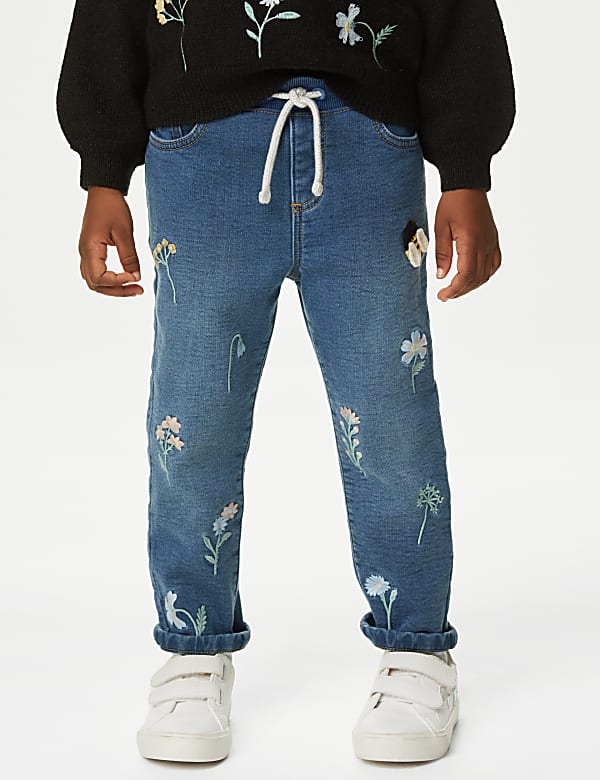 Regular Embroidered Elasticated Waist Jeans (2-8 Yrs) - NO