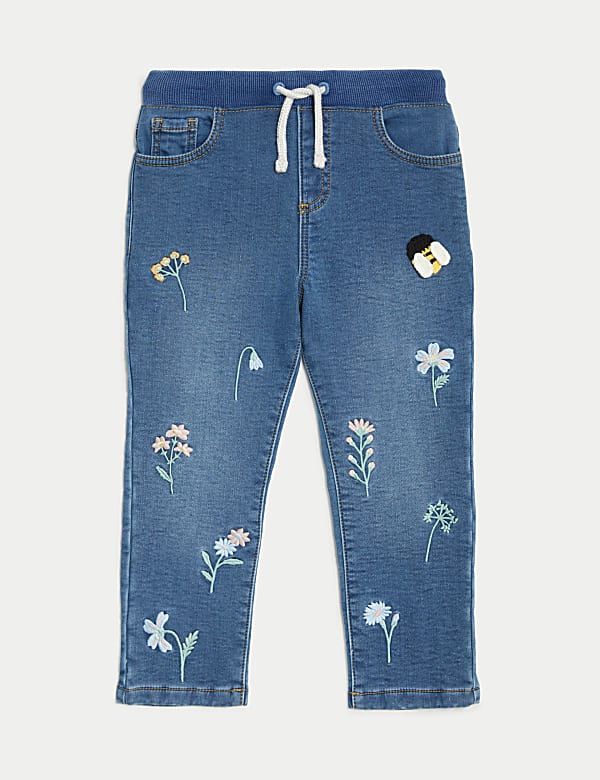 Regular Embroidered Elasticated Waist Jeans (2-8 Yrs) - NO