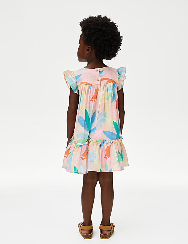 Pure Cotton Striped Frill Tiered Dress (2-8 Yrs)