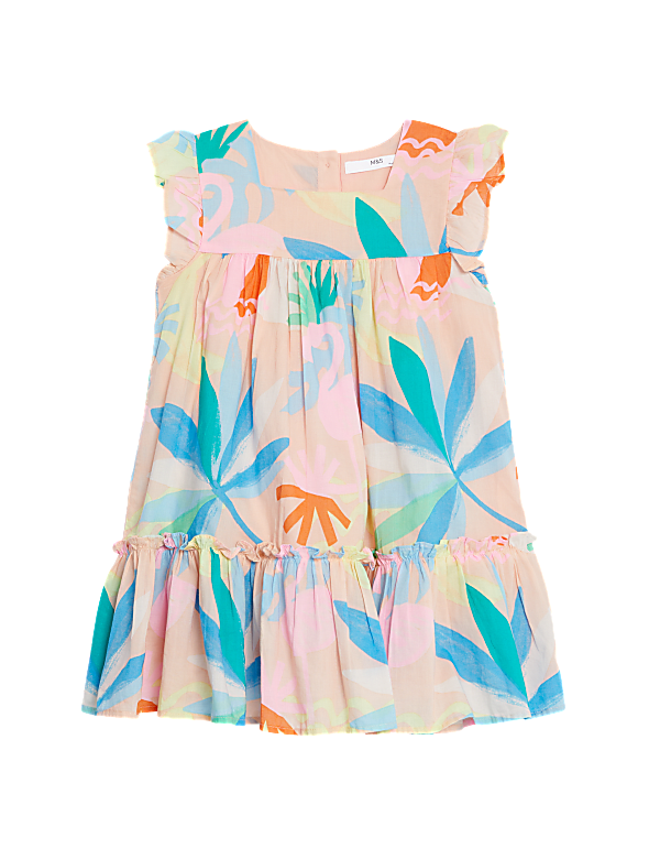 Pure Cotton Striped Frill Tiered Dress (2-8 Yrs)