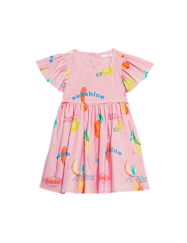 Pure Cotton Fruit Dress (2-8 Yrs)