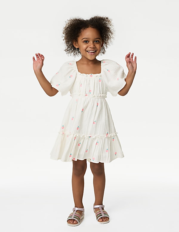 Pure Cotton Flower Print Dress 2 8 Yrs
