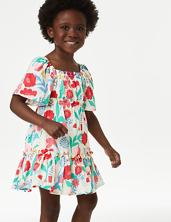 Pure Cotton Flower Print Dress 2 8 Yrs