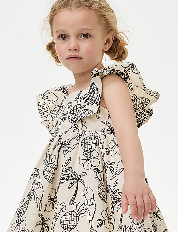 Pure Cotton Floral Embroidered Dress (2-8 Yrs)